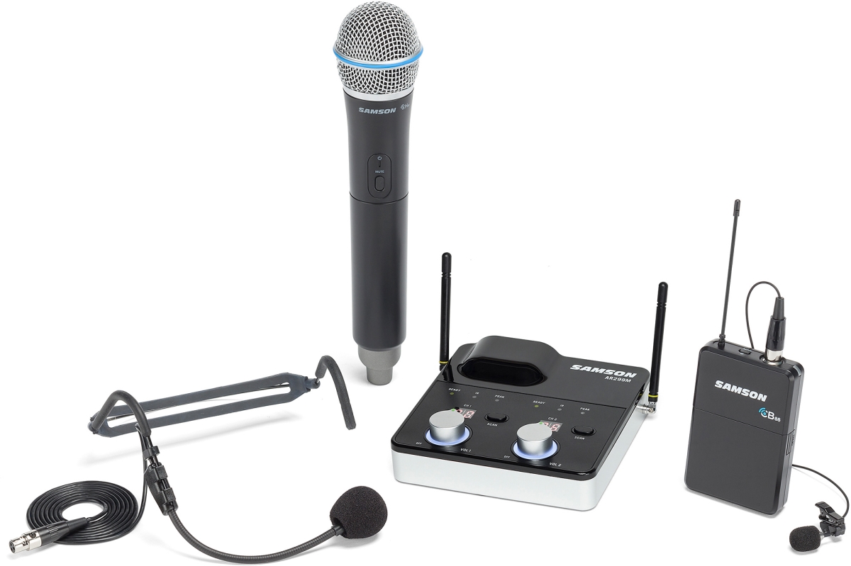 SAM-SWC288MALL-D Concert 288m Mic System with Tabletop Receiver, Handheld Mic Trans & 1x Beltpack & Headset Mic -D Band