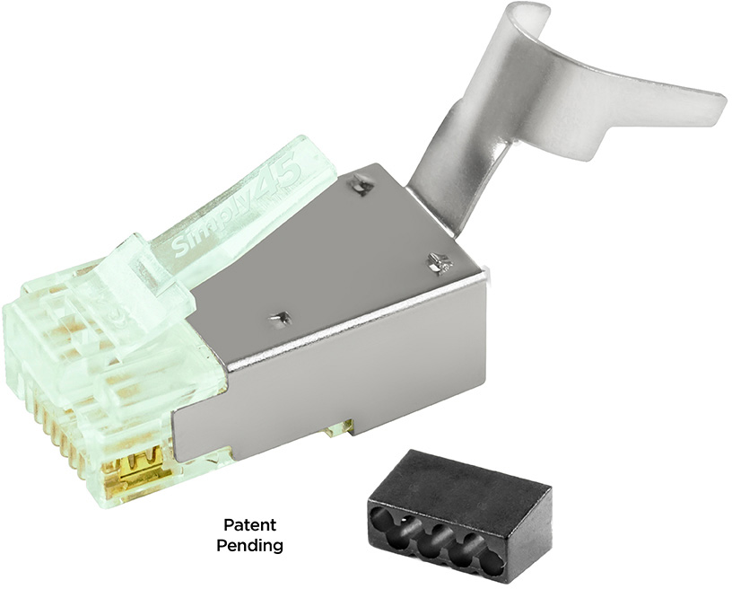 S45-1150 Shielded External Ground Standard WE & SS RJ45 Mod Plugs for Cat6 STP & Cat6a F-UTP - 40 Piece
