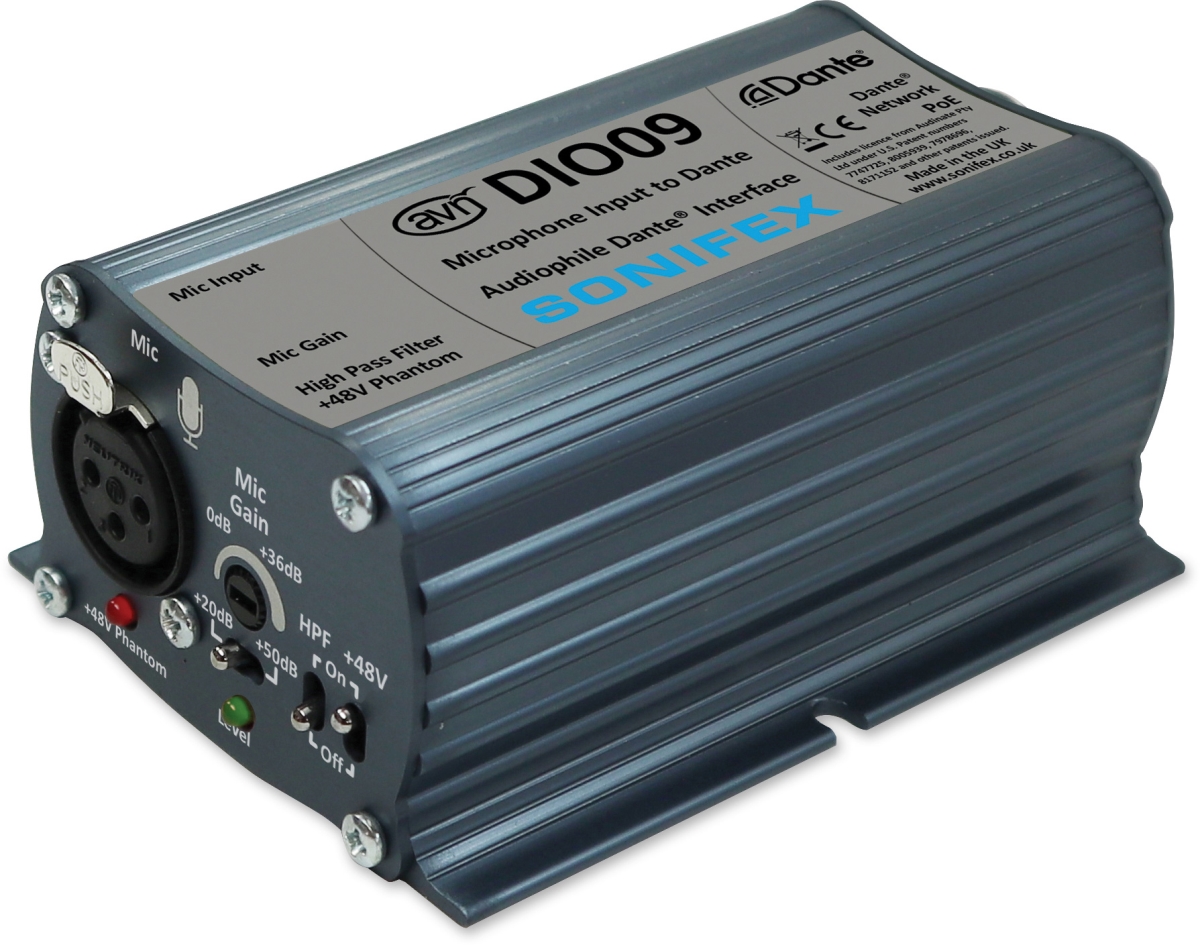 SON-AVN-DIO09 Microphone Input to Dante Converter