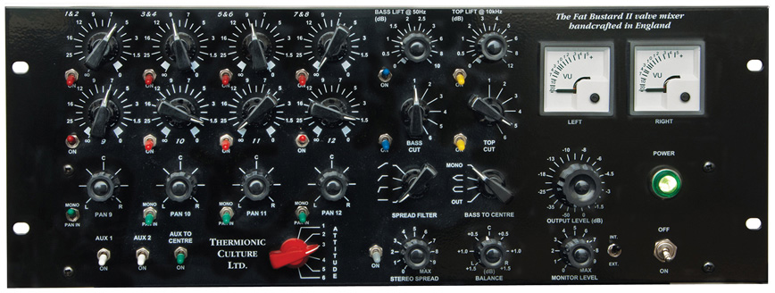 Picture of Thermionic Culture FATBUSTARDIITXBK 12 Channel Summing Mixer with EQ & Transmitter & Balanced Outputs - Black
