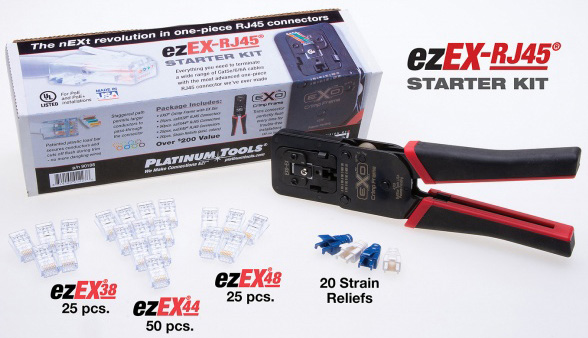 PLAT-90188 EZEX-RJ45 90188 Starter Termination Kit for Cat5-5e, Cat6, Cat6A & Speeds up to 10Gb