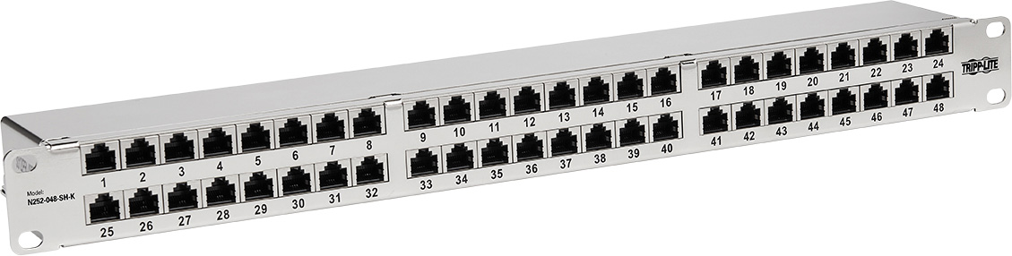 Tripp Lite TRL-N252-048-SHK Cat5e & Cat6 Patch Panel for 48-Port Shielded Krone IDC 568B RJ45 1U