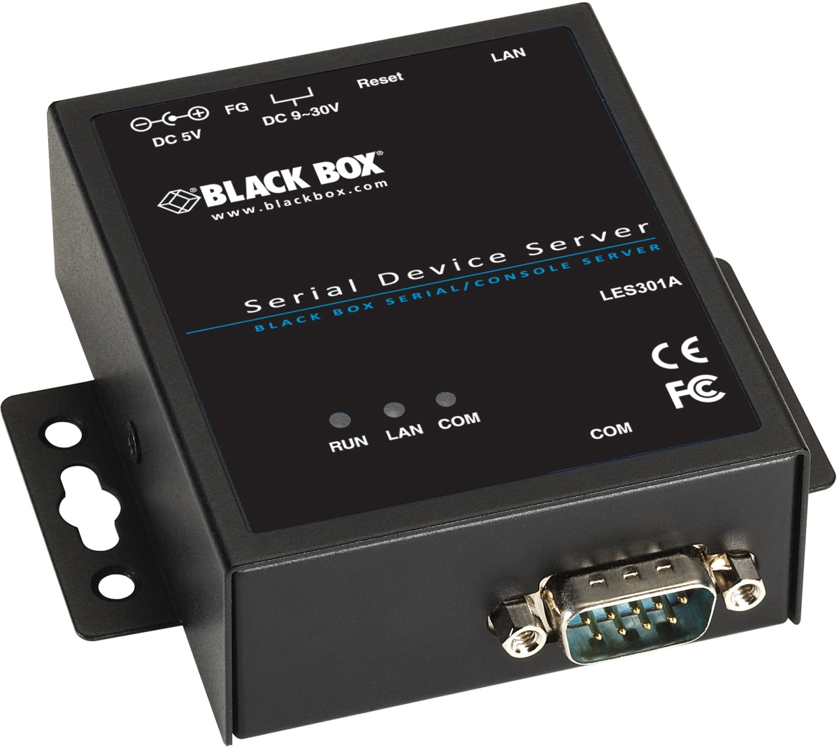 Picture of Black Box BBX-LES301A Series Industrial Serial Device Server - RS-232-422-485 DB9 Male 1 10-100-Mbps RJ-45
