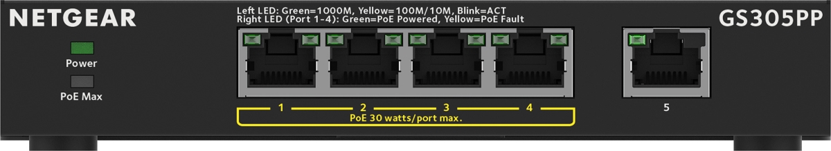 NG-GS305PP100NAS 83W 5-Port Gigabit Ethernet PoEplus Unmanaged Switch -  Netgear