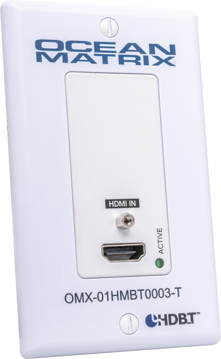 Picture of Ocean Matrix OMX-01HMBT0003-T HDBaseT 4K HDMI 1-Gang Wall Plate Transmitter with Two-Way IR - RS232 - PoC