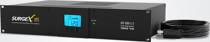 SX-UPS-1000-LI-2 Line Interactive UPS with Surge Eliminator & Power Conditioner - 1000VA - 2RU - Credenza Friendly -  SurgeX