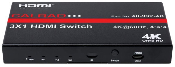 Picture of Calrad Electronics CLRD-40-992-4K 3 x 1 HDMI Switcher with IR Remote Control - HDCP 2.2 - 3D Compliant