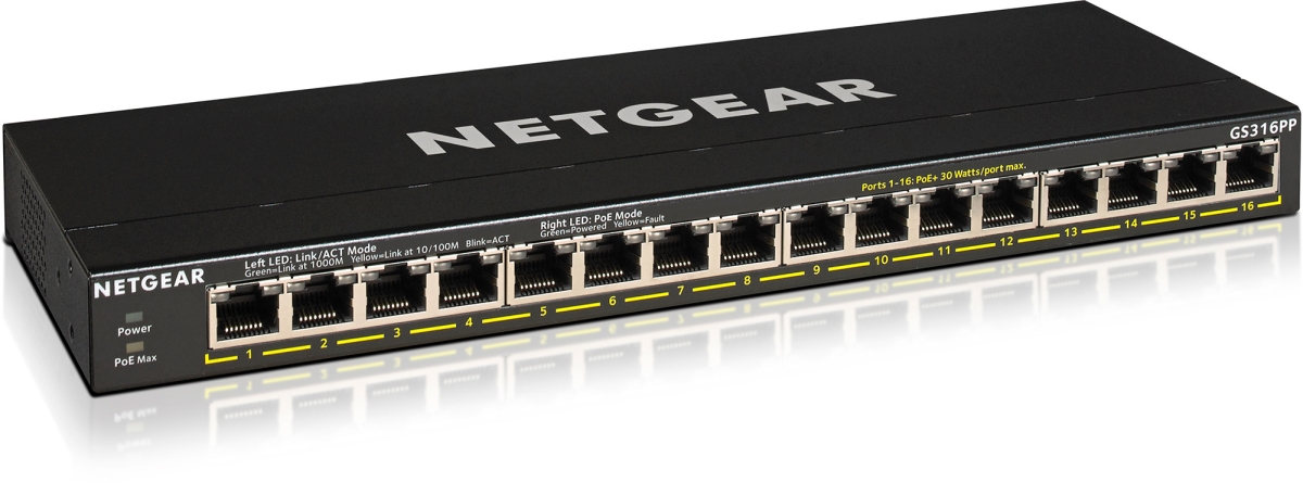 NG-GS316PP100NAS 183W 16-Port Gigabit Ethernet Unmanaged PoEplus Switch -  Netgear