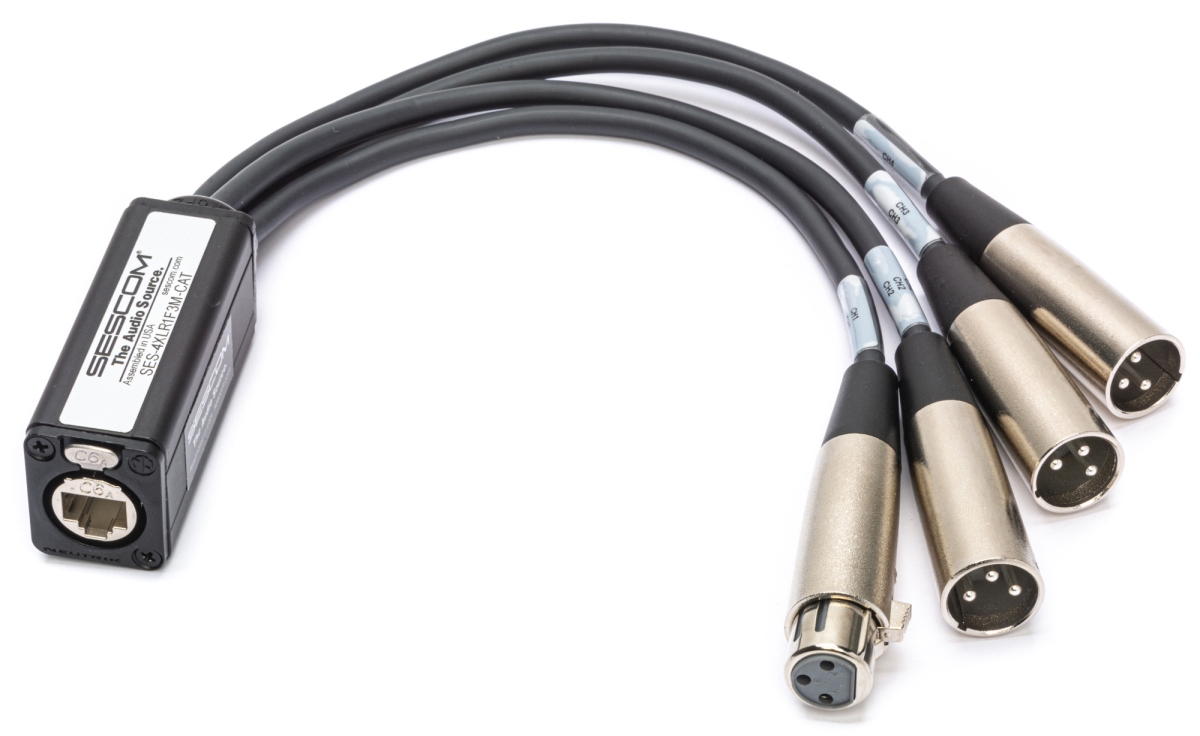 SES-4XLR1F3M-CAT 4 Channel Passive Balanced Audio Extender Over CAT5-6-7 RJ45 to 1 Female& 3 Male XLR Connectors