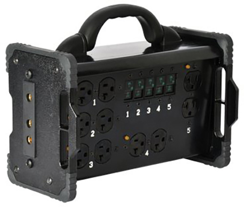 LEX-BNE2-5A 60A 120V AC Bento Enclosure Panel Mount Stage Pin Inlet with Feed Thru & 5-20 Type1 Duplex Receptacles