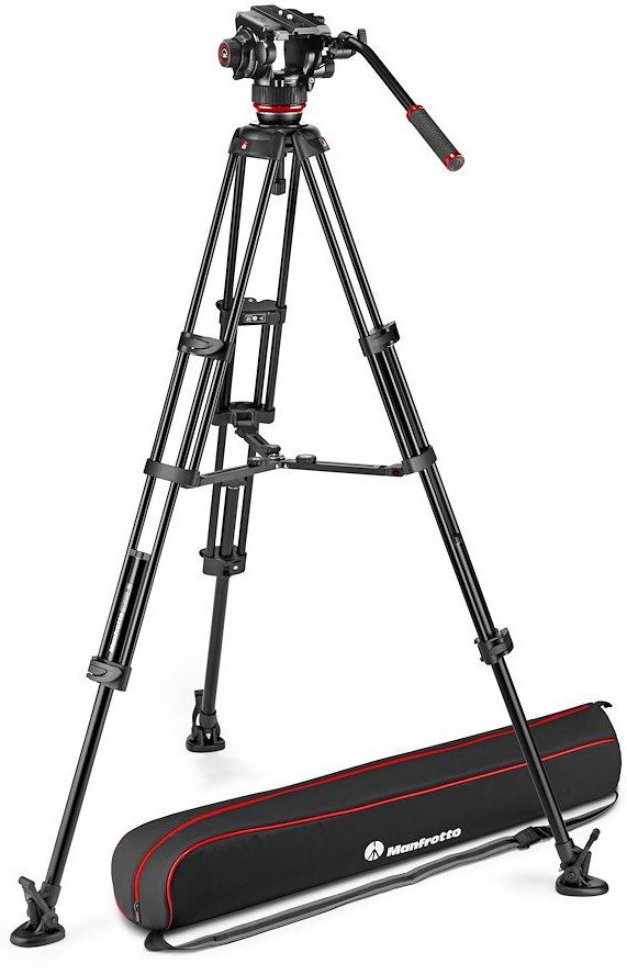 MAN-MVK504TWINMA 504X Fluid Video Head with Aluminum Twin Leg Tripod with Mid-Level Spreader -  Manfrotto