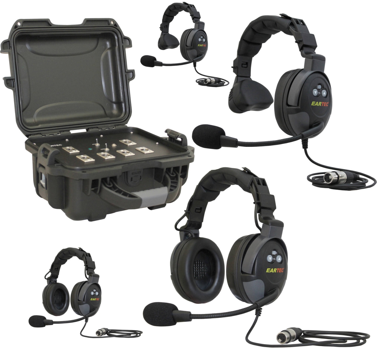 Picture of Eartec EAR-TCS4000PL 4 Person Wired System with Proline Headsets 2- Single & 2- Double with No Cables
