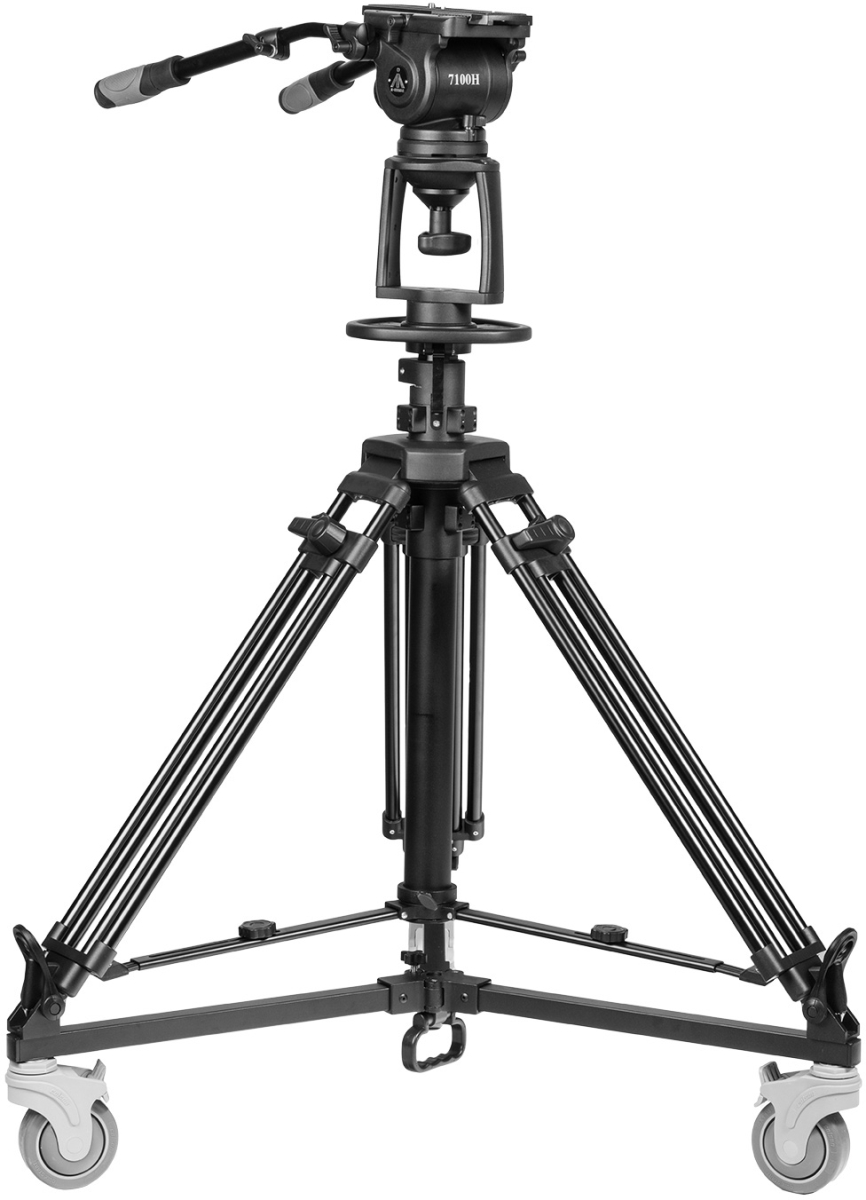 Picture of Eimage IKAN-EI-7100HKIT Air Controlled Pedestal Kit with 7100H Fluid Head&#44; AT7903 Air Controlled Tripod & EI7004 Dolly
