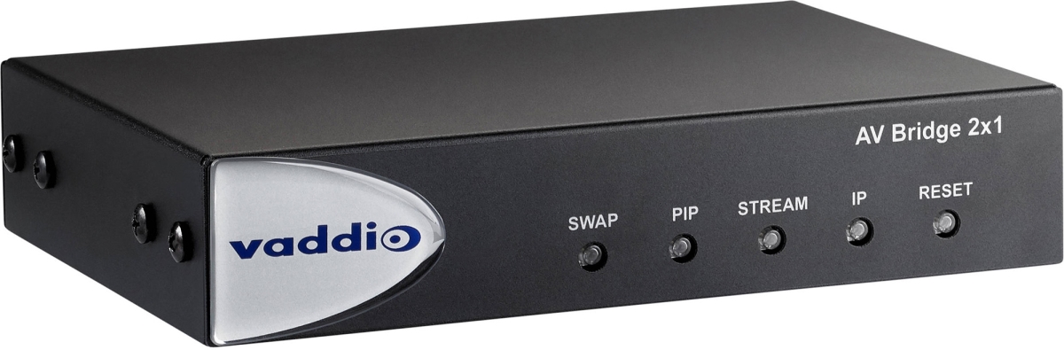 Picture of Vaddio VAD-999-8250-000 AV Bridge 2 x 1 HDMI Input Presentation Switcher with 4 x 4 Dante Audio Matrix, Black