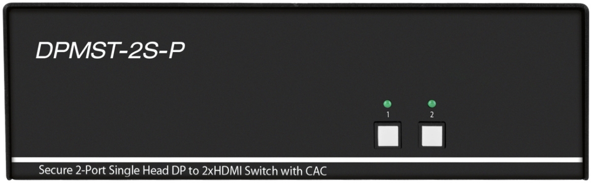 Picture of IPGard IPG-DPSMT-2S-P Secure 2-Port Single Head DisplayPort to 2x HDMI Switch with CAC