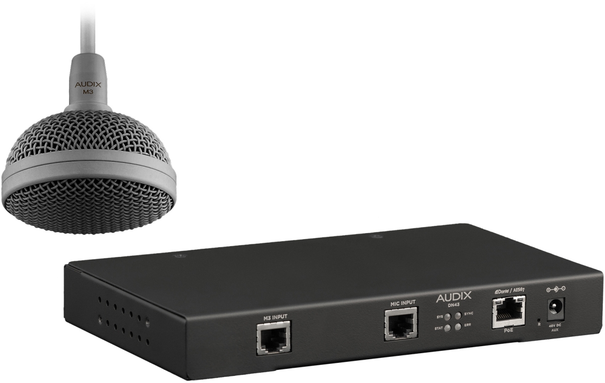 4 ft. Tri-Element Ceiling Microphone with Plenum Box & Cable - Dark Grey