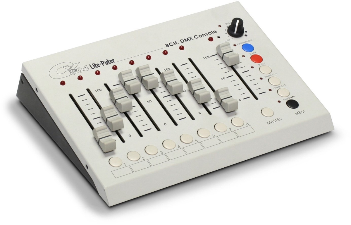 IKAN-CX-804 8-Channel DMX Lighting Console with 8 Dimming Control Sliders, 8 Scenes & Chaser Function