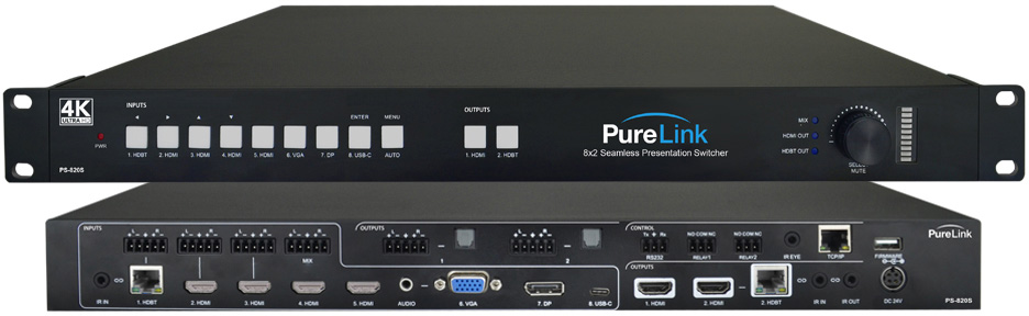 Picture of PureLink PLK-PS-820S 8x2 4K 60Hz Seamless Presentation Switcher with 18Gbps Support & Q-SYS Control Plugin Kit