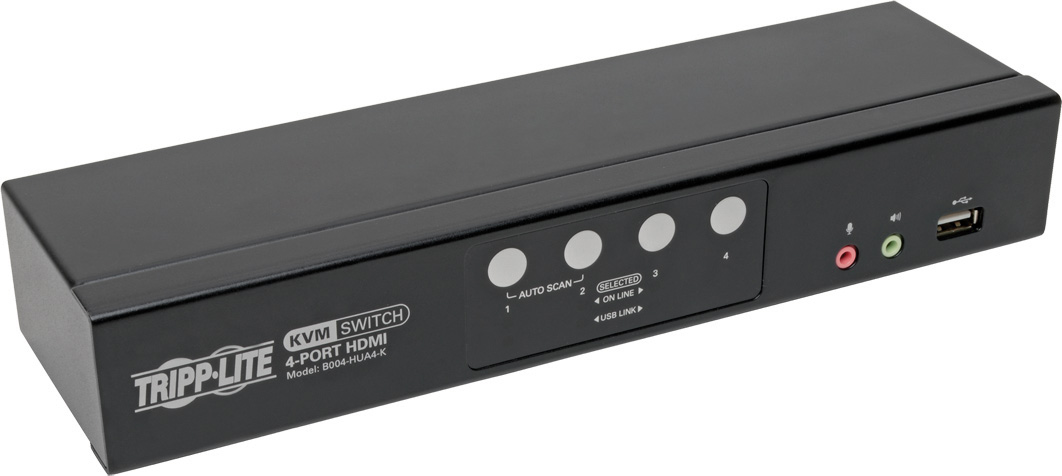 HDMI & USB KVM Switch with 4-Port 1080p Audio Video Peripheral Sharing Unit