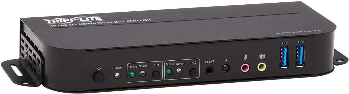Tripp Lite TRL-B005-HUA2-K 4K 60Hz HDMI & USB KVM Switch 2-Port PHDR HDCP with 2.2 IR USB Cables