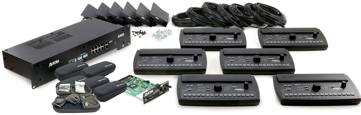 Personal Mixing System with Yamaha Interface with 6 Personal Mixers, 6 Mic Stand Mounts & A-Net Card