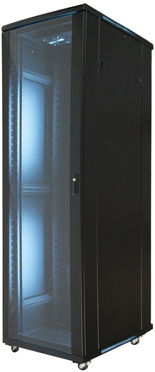 19 in. Equipment Rack Enclosure with Pre-Loaded Cooling Fans & 42 RU Rack Mount