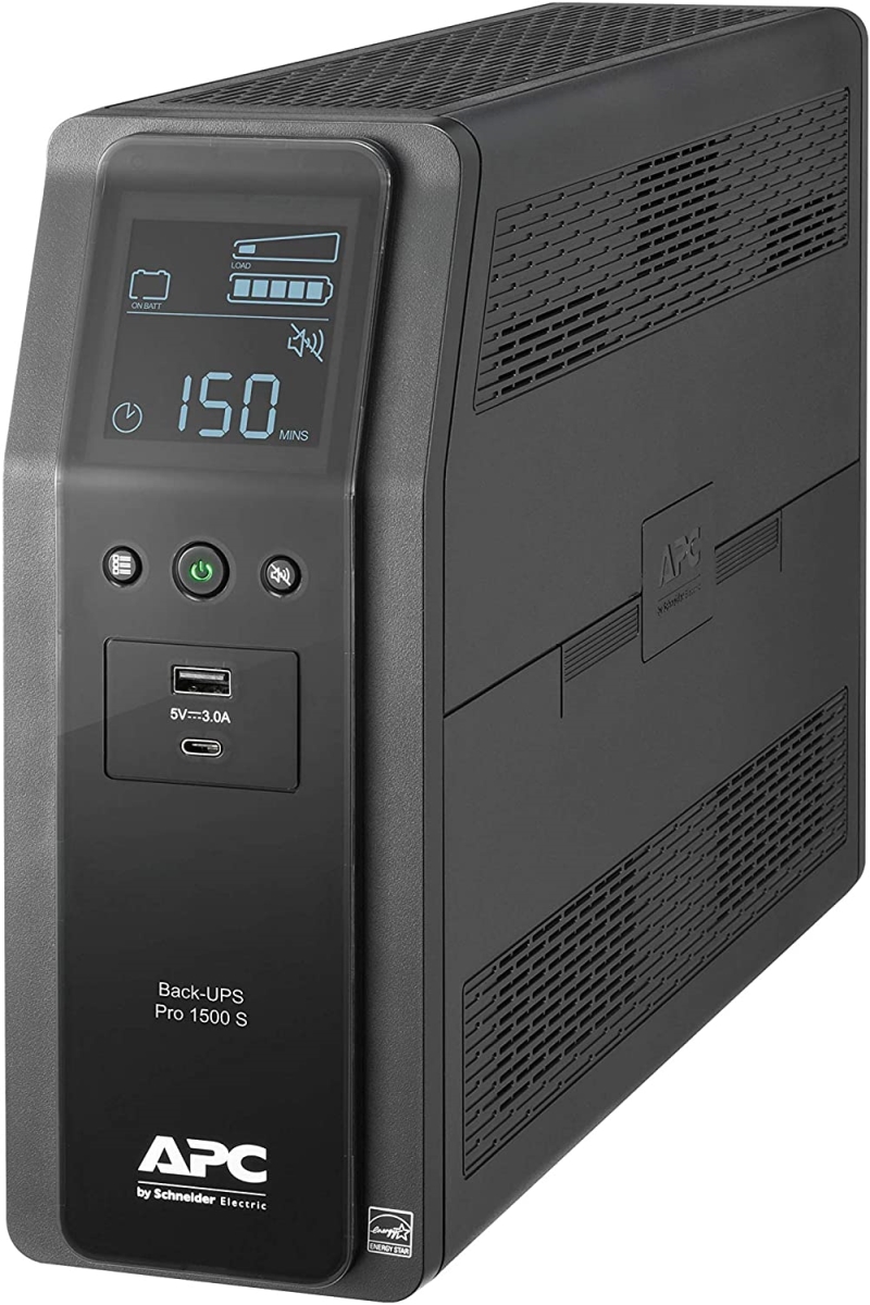 Picture of APC APC-BR1500MS2 1500VA Back UPS PRO Sinewave Power Supply with 10 Outlets&#44; 2 USB Charging Ports&#44; AVR & LCD Display