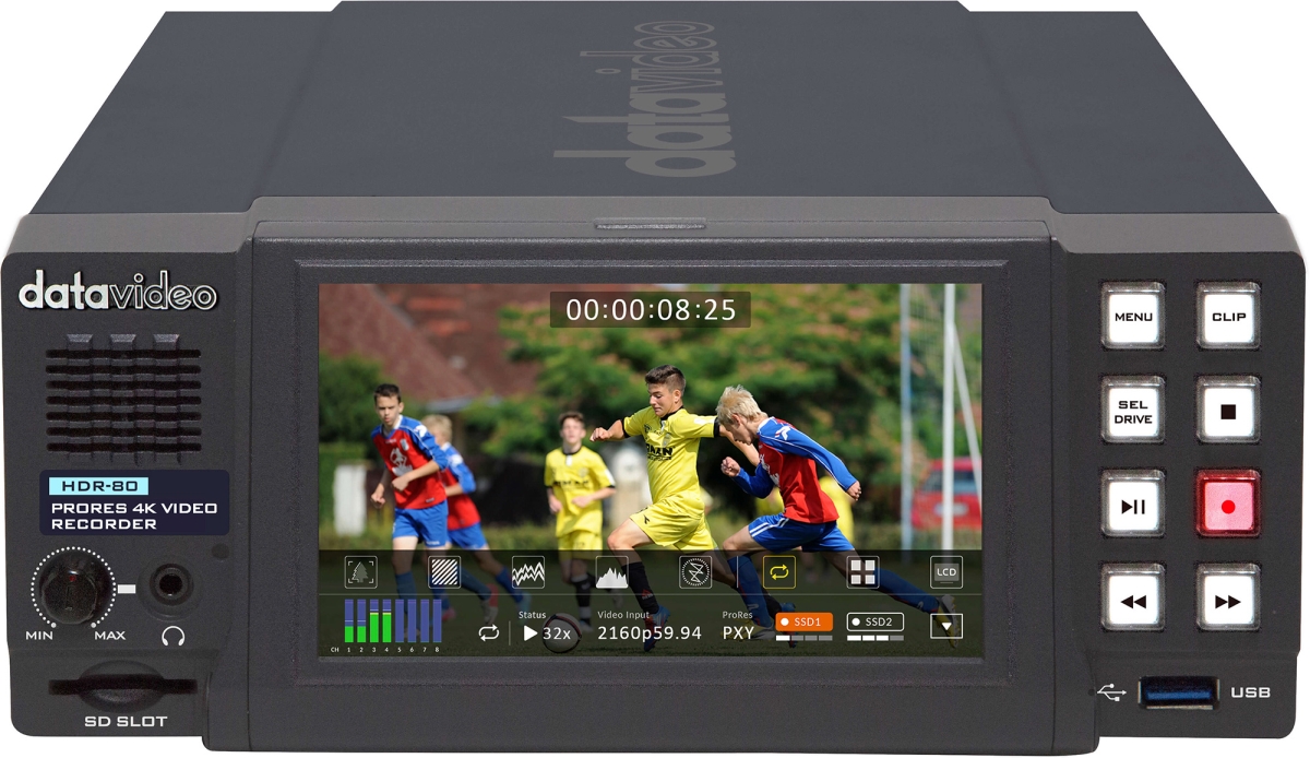 Picture of Datavideo DV-HDR-80 4K ProRes Digital Video Recorder with Touch Screen Panel & Desktop Model