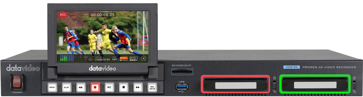 Picture of Datavideo DV-HDR-90 4K ProRes Digital Video Recorder with Touch Screen Panel & Rackmount Model