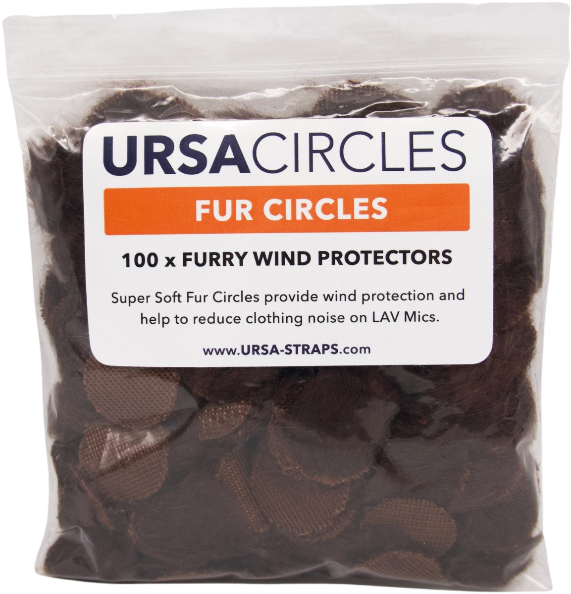 Picture of Remote Audio REM-URS-FC100BR URSA Fur Circles for Lavalier Mics&#44; Brown - Pack of 100