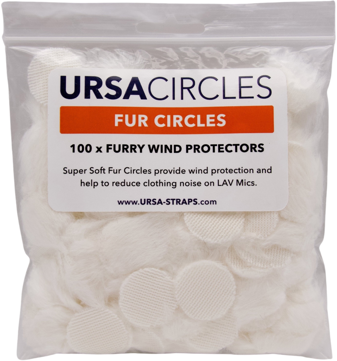 Picture of Remote Audio REM-URS-FC100WHT URSA Fur Circles for Lavalier Mics&#44; White - Pack of 100