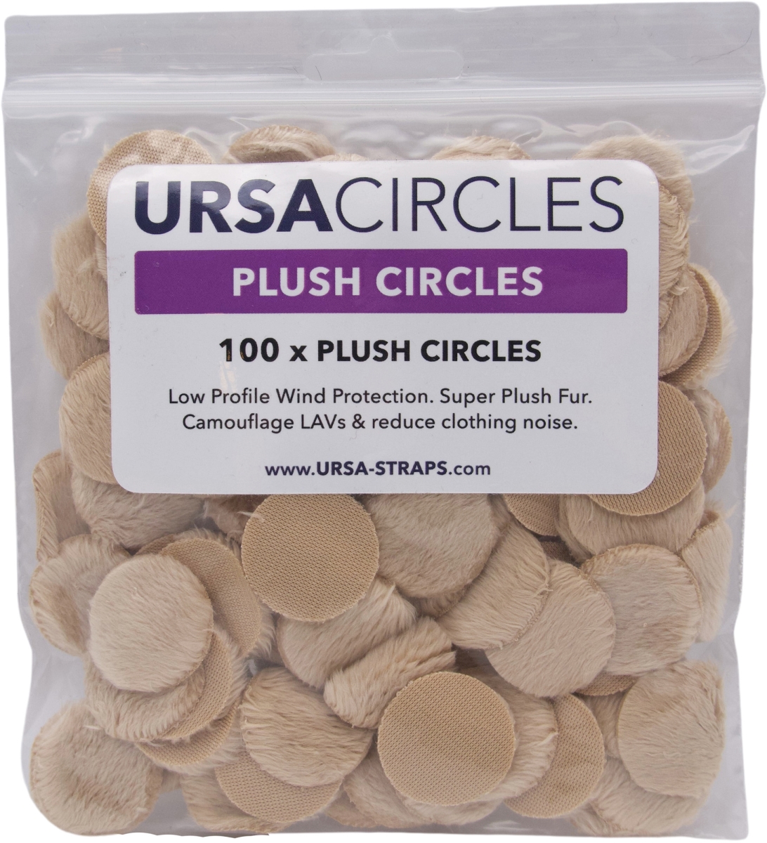REM-URS-PC100BE URSA Fur Plush Circles for Lavalier Mics, Beige - Pack of 100