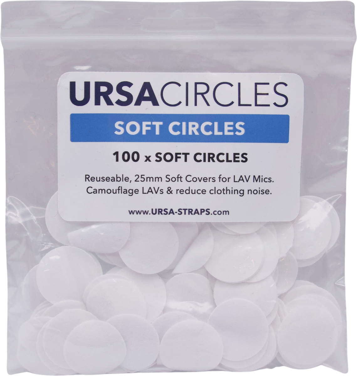 Picture of Remote Audio REM-URS-SC100WH URSA Soft Circles for Lavalier Mics&#44; White - Pack of 100