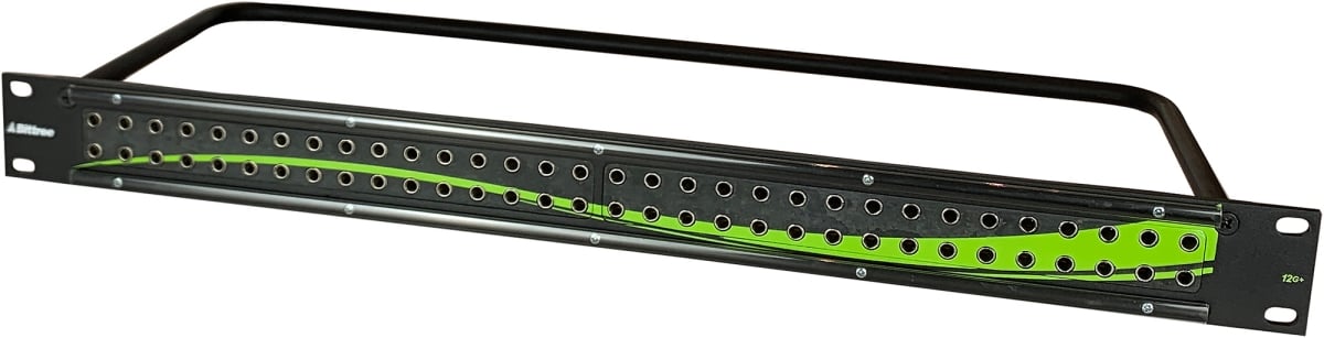 BIT-S64S-2MVTBK 1 RU Stylized 2x32 12Gplus Micro-Video Patchbay with Full Normal & Terminated Full Size BNC On Rear