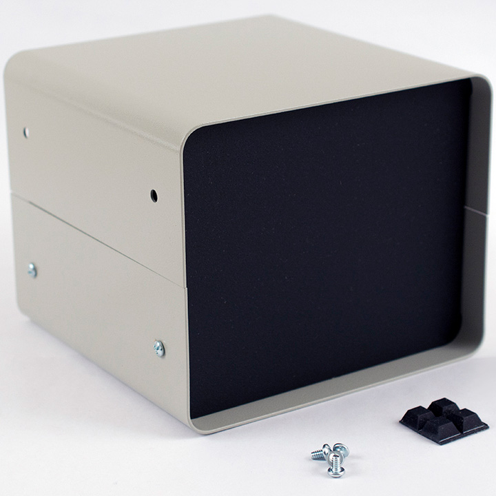 HMND-1401AA Metal Instrument Enclosure Project Box with Front Panel, Gray & Black