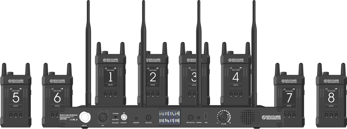 Picture of Hollyland HL-SYSCOM1000T8B 1000 ft. Full Duplex Wireless Intercom System with 8 Belt Packs