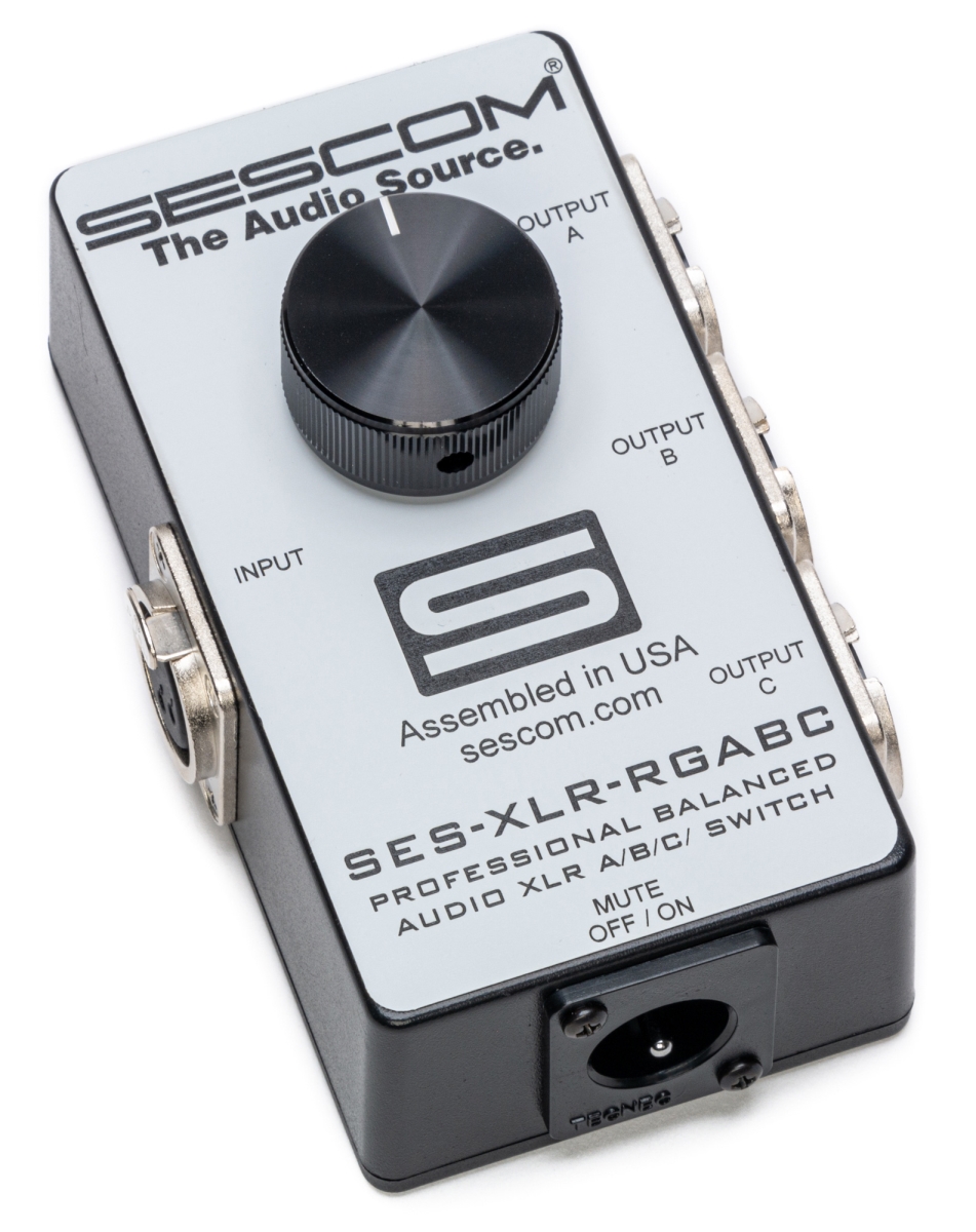 SES-XLR-RGABC Professional Grade Balanced Audio Passive A & B & C Switch Reverse-Gender XLR Switcher