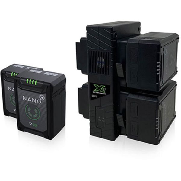 Picture of Core SWX CSW-NANO-V98K4 Compact V-Mount Battery Kit&#44; Q4 NANOV98 & Q1 GPX4S Hard Bundle
