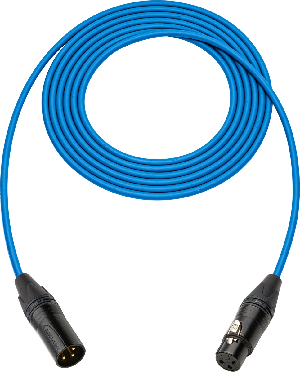 SC100XXJBE-B 100 ft. Canare Star-Quad Microphone Cable with Black & Gold XLR, Blue