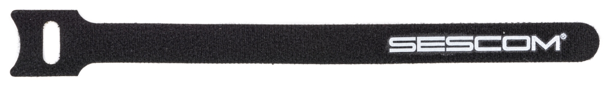 SES-HKNLP-500PK 12 x 180 mm Hook & Loop Cable Wrap Black with White Logo, Pack of 500