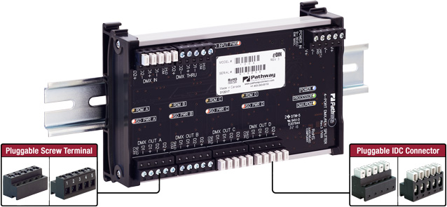Picture of Pathway Connectivity Solutions P1009 6.25 in. DMX-RDM Repeater with 4 Way eDIN Isolated