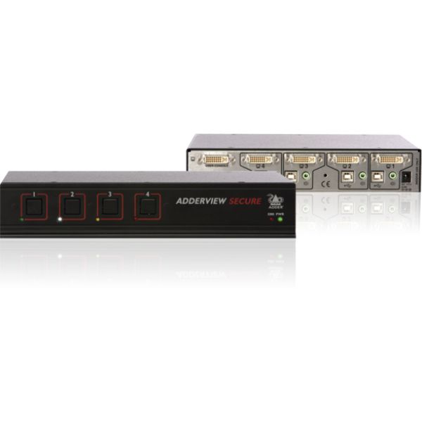 Picture of Adder ADR-AVSD1004-US Secure KVM Switch with USB & DVI 4 Port Eal4 plus & Eal2