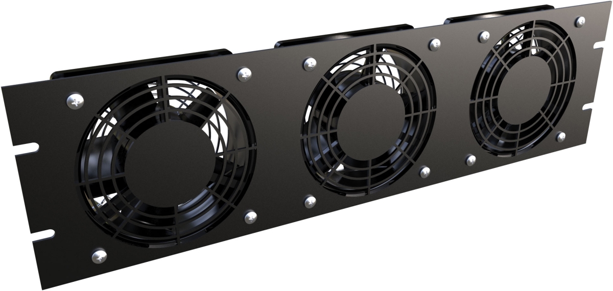 HMND-FP3F115 3RU 115V Fan Panel with 3 Fans, Black