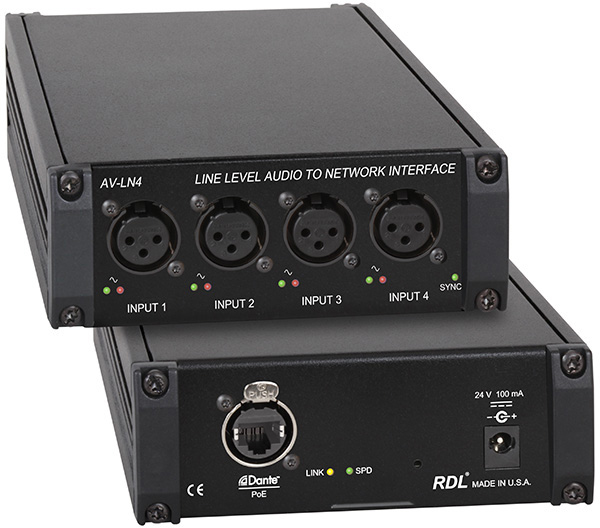 Picture of Radio Design Labs RDL-AV-LN4 4 Input Line Level Audio to Dante Network Interface