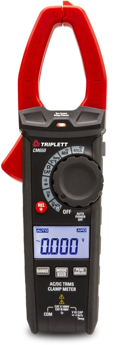 TRIPL-CM650 600A True Rms AC & DC Clamp Meter -  Triplett