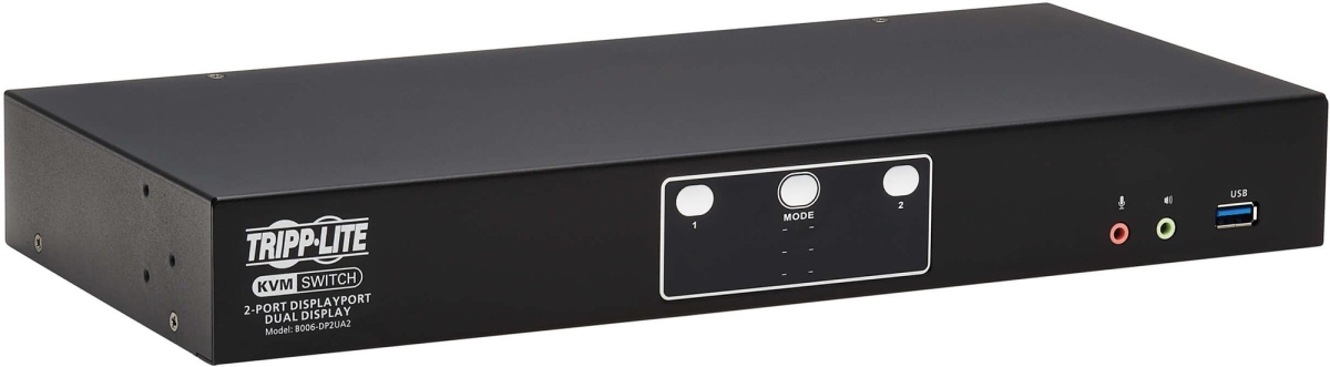 Picture of Tripp Lite TRL-B006-DP2UA2 2-Port DisplayPort Dual-Display KVM Switch - 4K 60 Hz USB 3.2, Black