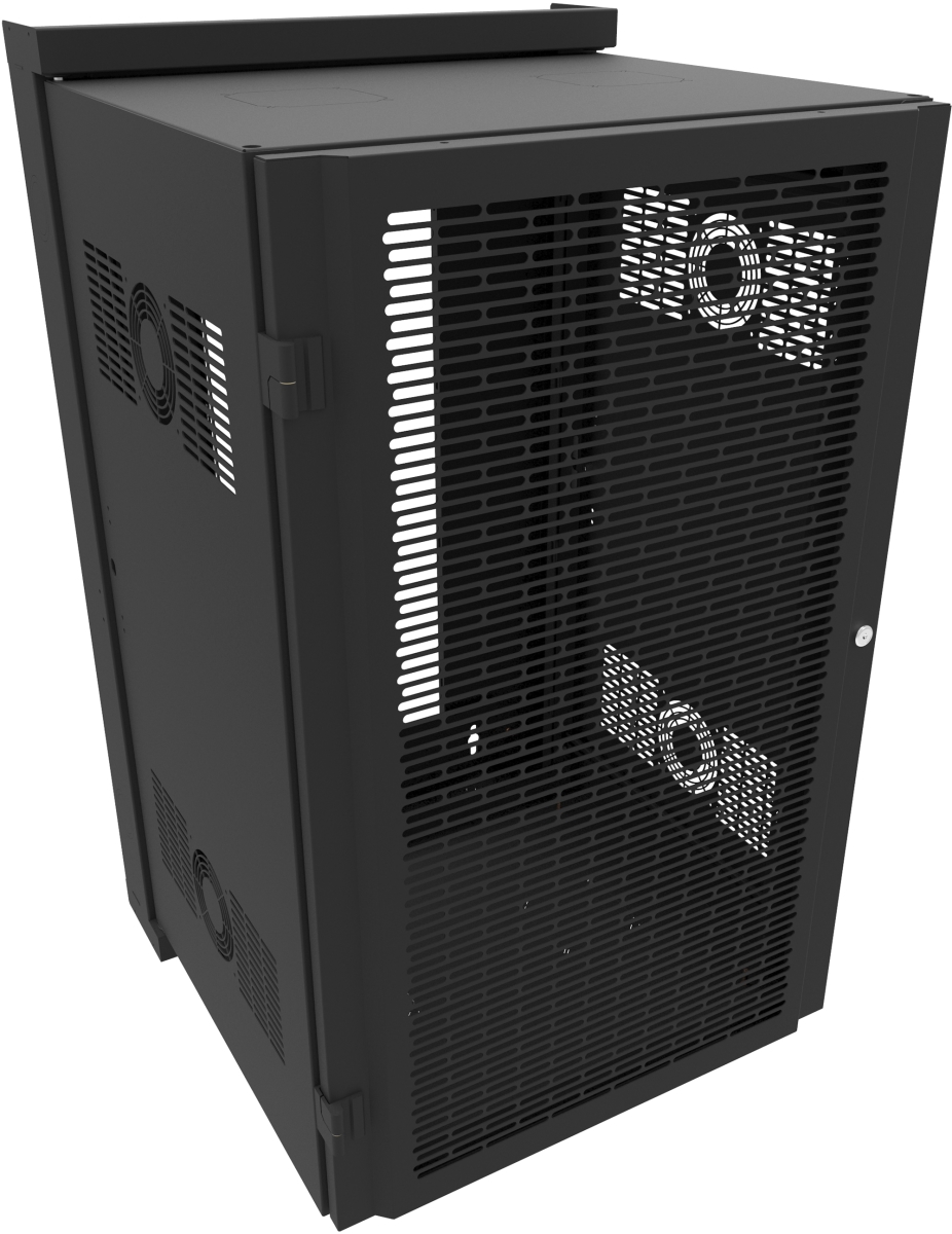 Picture of Hammond HWM2420U20BK 25 in. 20RU Swing-Out Cabinet with Vented Door for HWM Series, Black