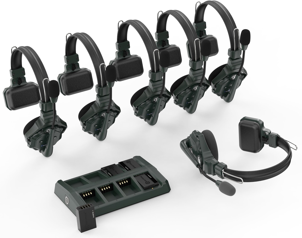 HL-SOLIDCOMC1-6S 1000 ft. Line of Sight Full Duplex Wireless Intercom System with 6 Headsets