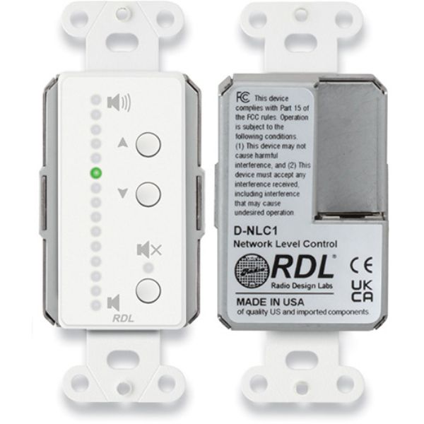 Picture of Radio Design Labs RDL-D-NLC1 Dante Network Level Remote Control Wall Plate with LEDs, White