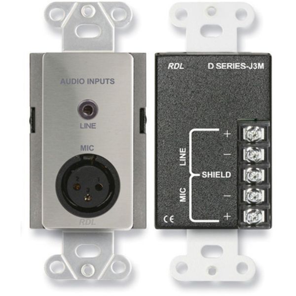 Picture of Radio Design Labs RDL-DS-J3M Mic & Line Input Assembly for XLR Mini Jack Terminal Block&#44; Stainless